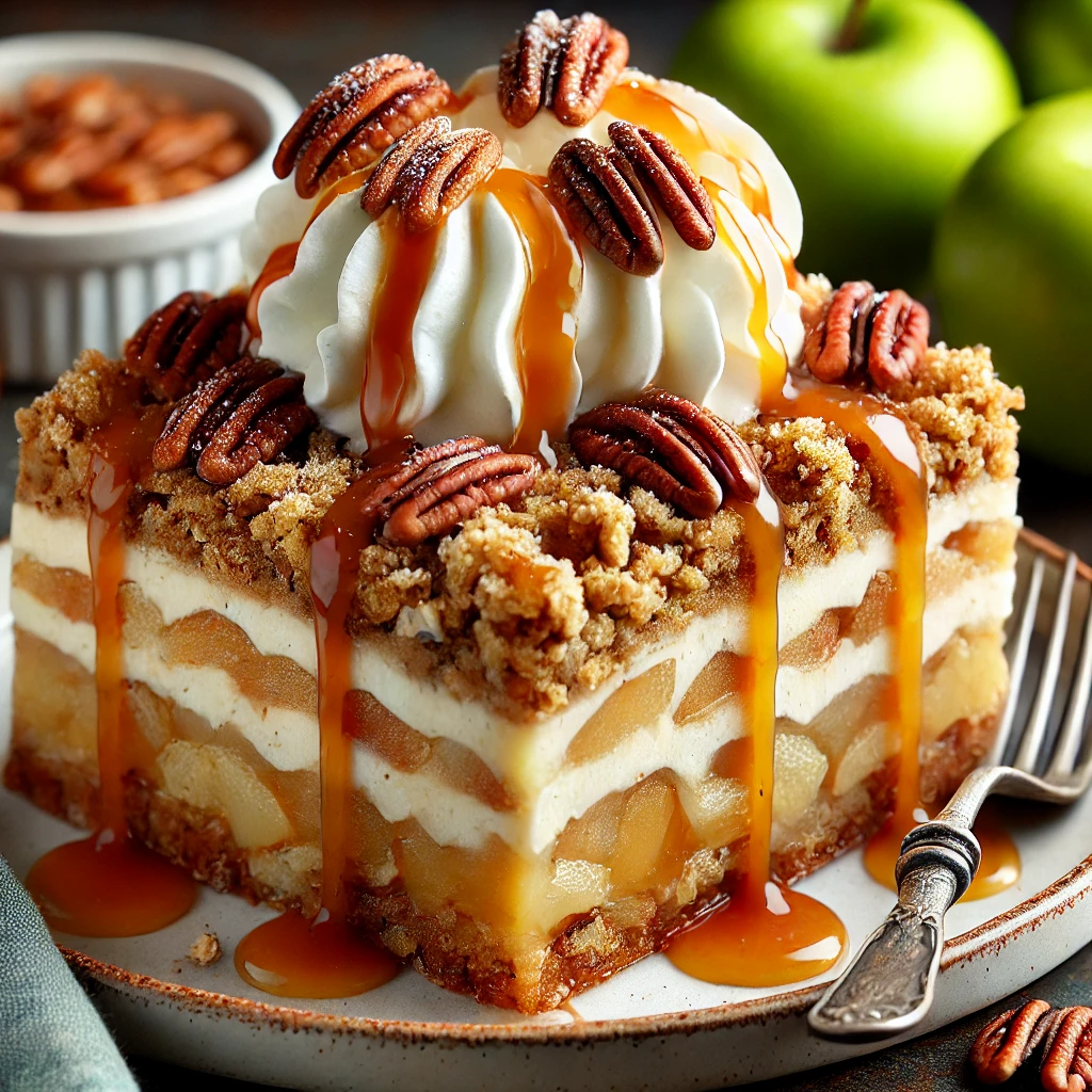 no-bake oatmeal apple pie lasagna